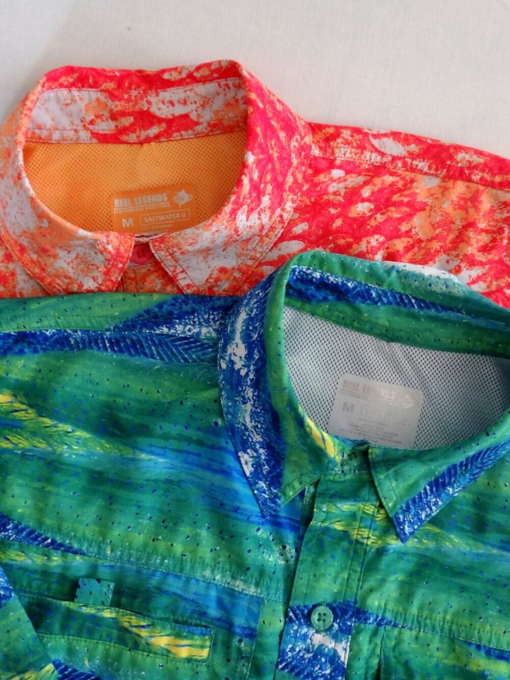 Lot Of 2 REEL LEGENDS Men's M Performance Vented Fishing Shirts Short Sleeve